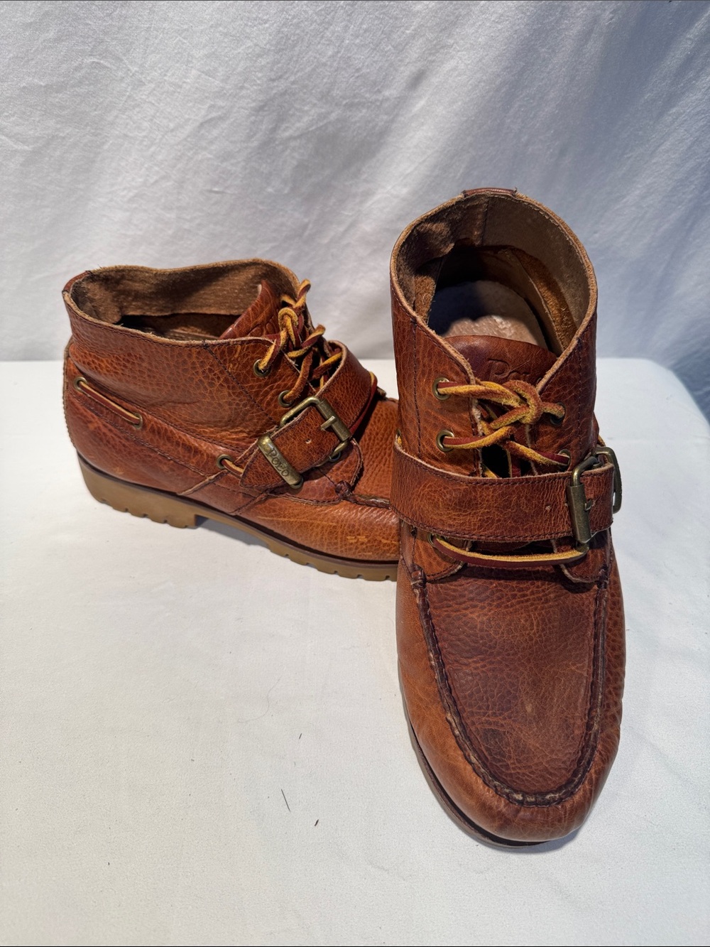 Polo by Ralph Lauren Brown Leather Vintage Chukka Boots with Buckle